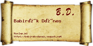 Babirák Dénes névjegykártya